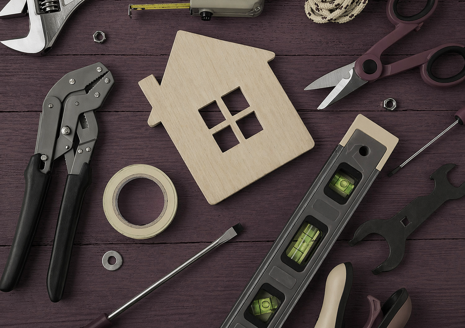 Hand tools laid out on linen
